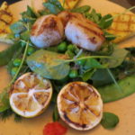 Seared Diver Scallops with Grilled Polenta & Myer Lemons